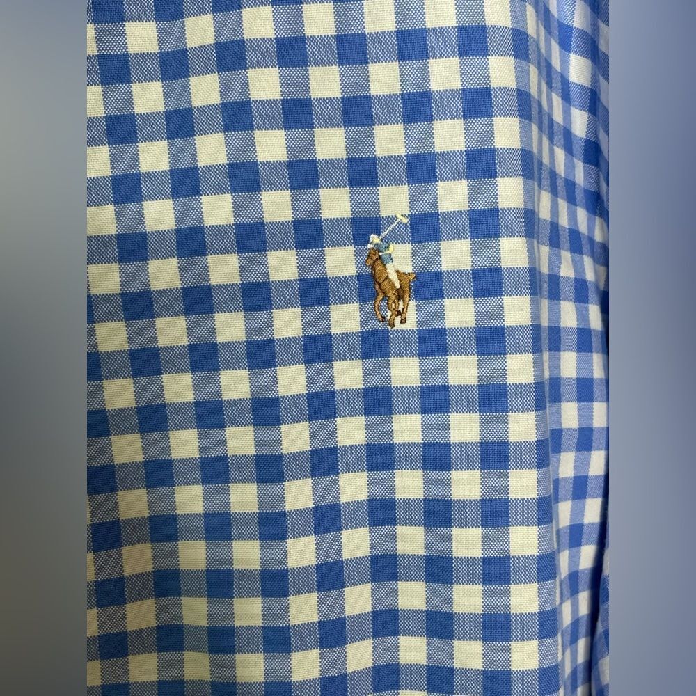 Polo Ralph Lauren Classic Fit Gingham Shirt Button-Down Long Sleeve Blue XXL - Picture 4 of 8